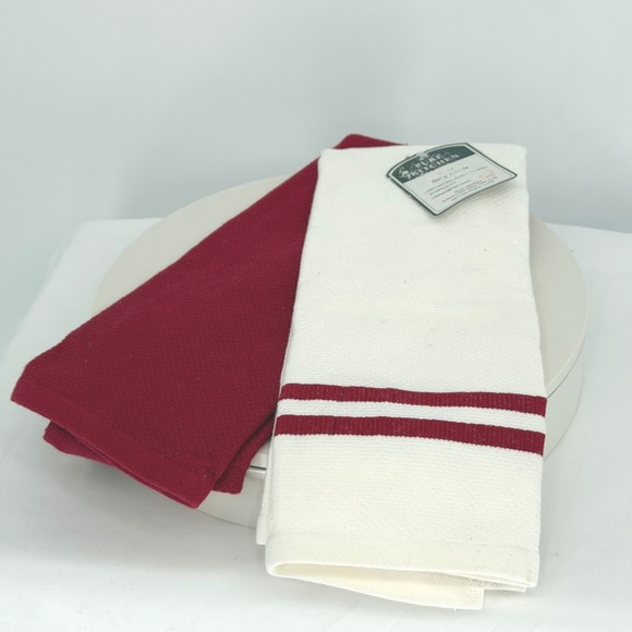 Pure Kitchen Red White Terry Kitchen Towels Set of 2 Absorbent Heavyweight 95-10 - Picture 5 of 10